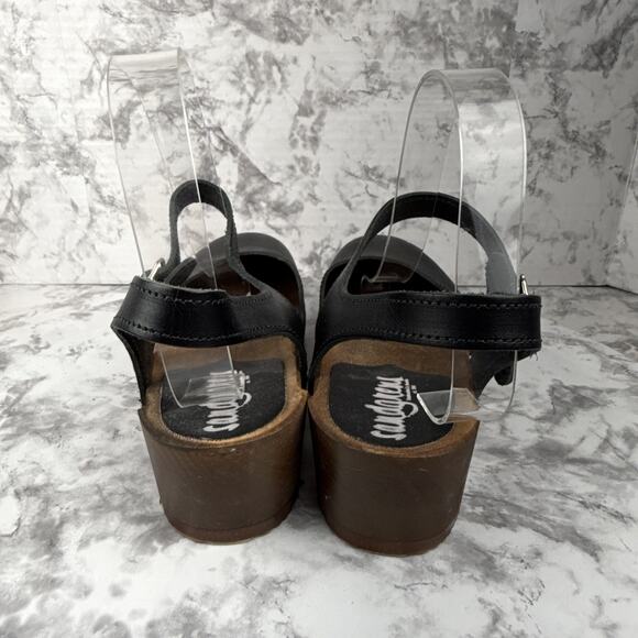 Sandgren Sweden Saragasso Classic Clog Size 39 US 8 Black Leather Slingback - Picture 5 of 10
